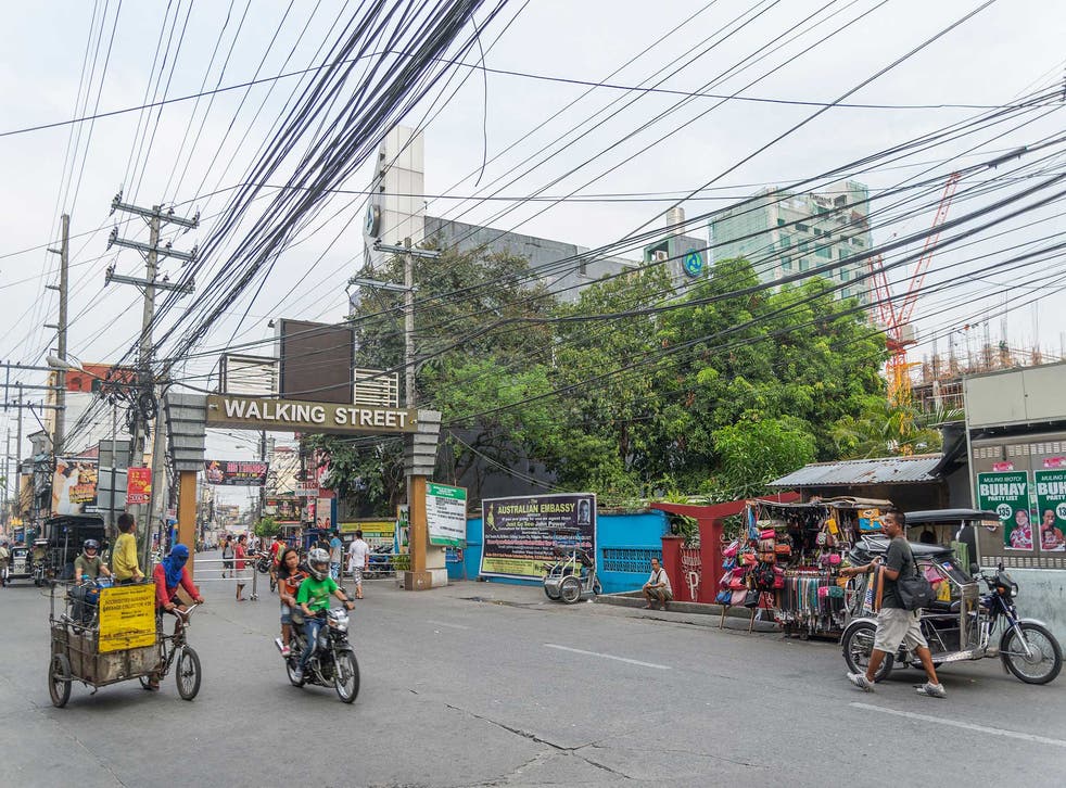 Fields Avenue, the red light district of Angeles City, Philippines, during the day