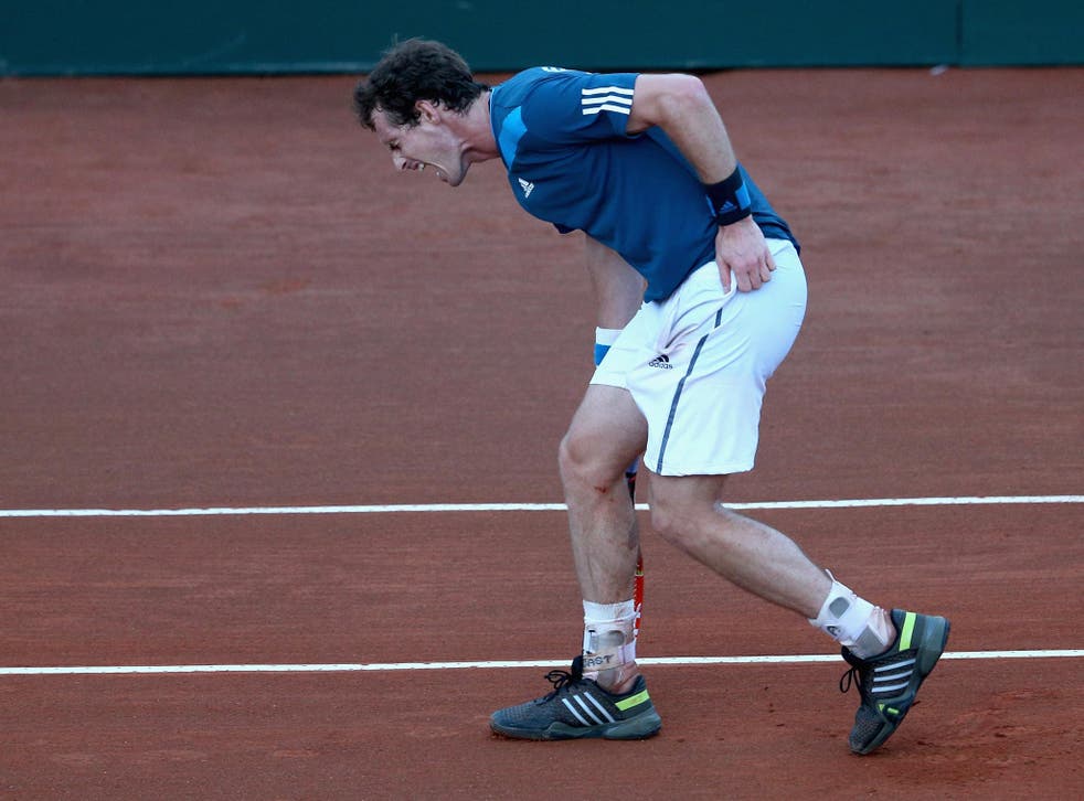 Andy Murray appeared troubled by his back during his match against Andreas Seppi