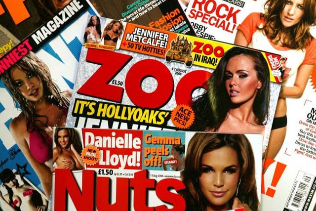 Busted flush? The era of the lads’ mags, pictured here in 2008, may be on the wane 