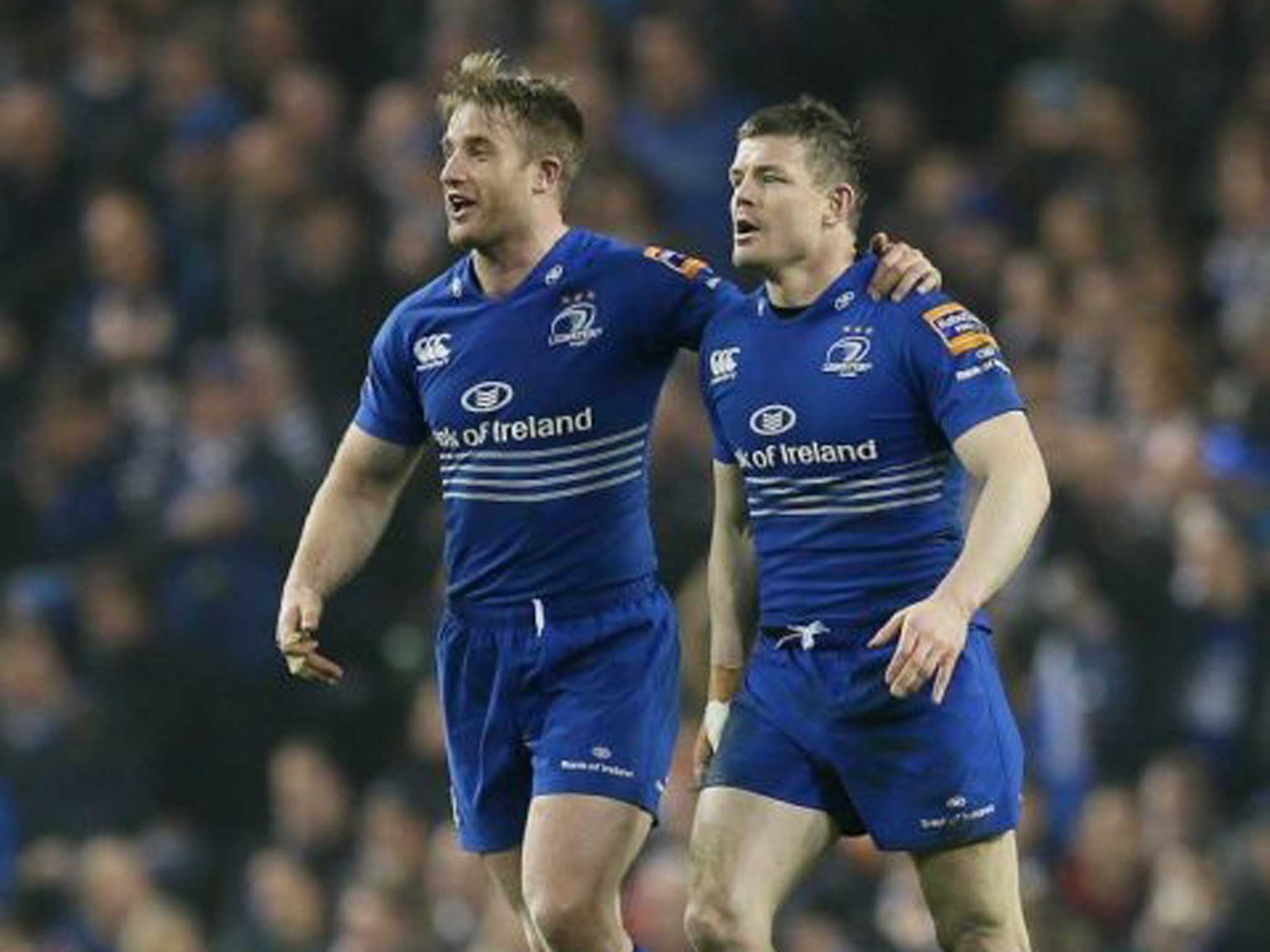 Blue bottle: Brian O’Driscoll (right) and Leinster team-mate Luke Fitzgerald