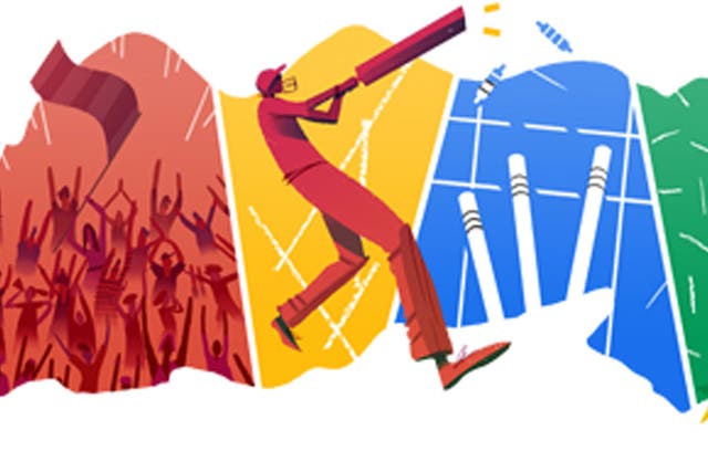 6 April 2014: Google's colourful Doodle celebrating the Twenty20 cricket World Cup final between India and Sri Lanka