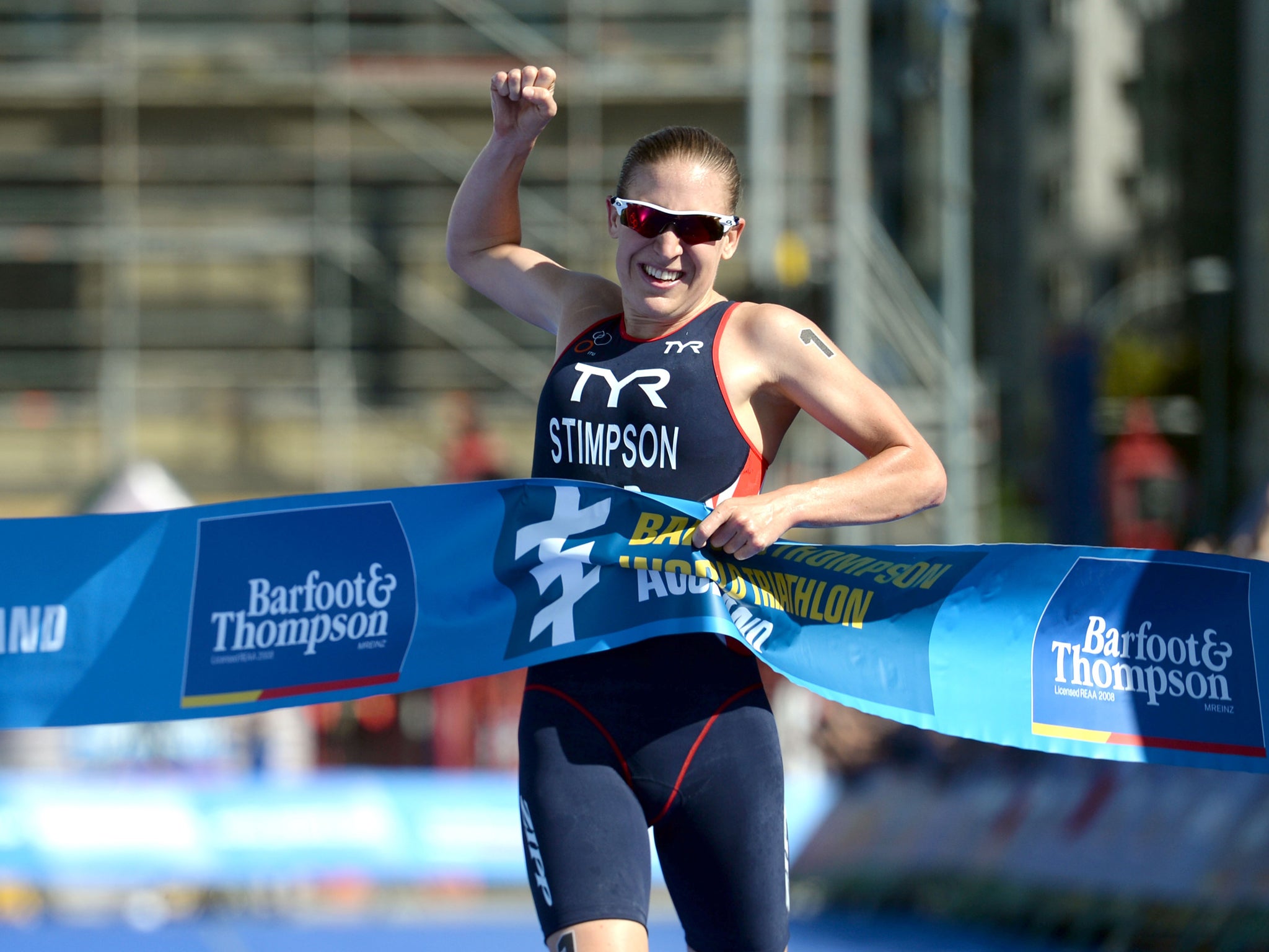 Jodie Stimpson takes victory in the opening round of the World Triathlon Series in Auckland