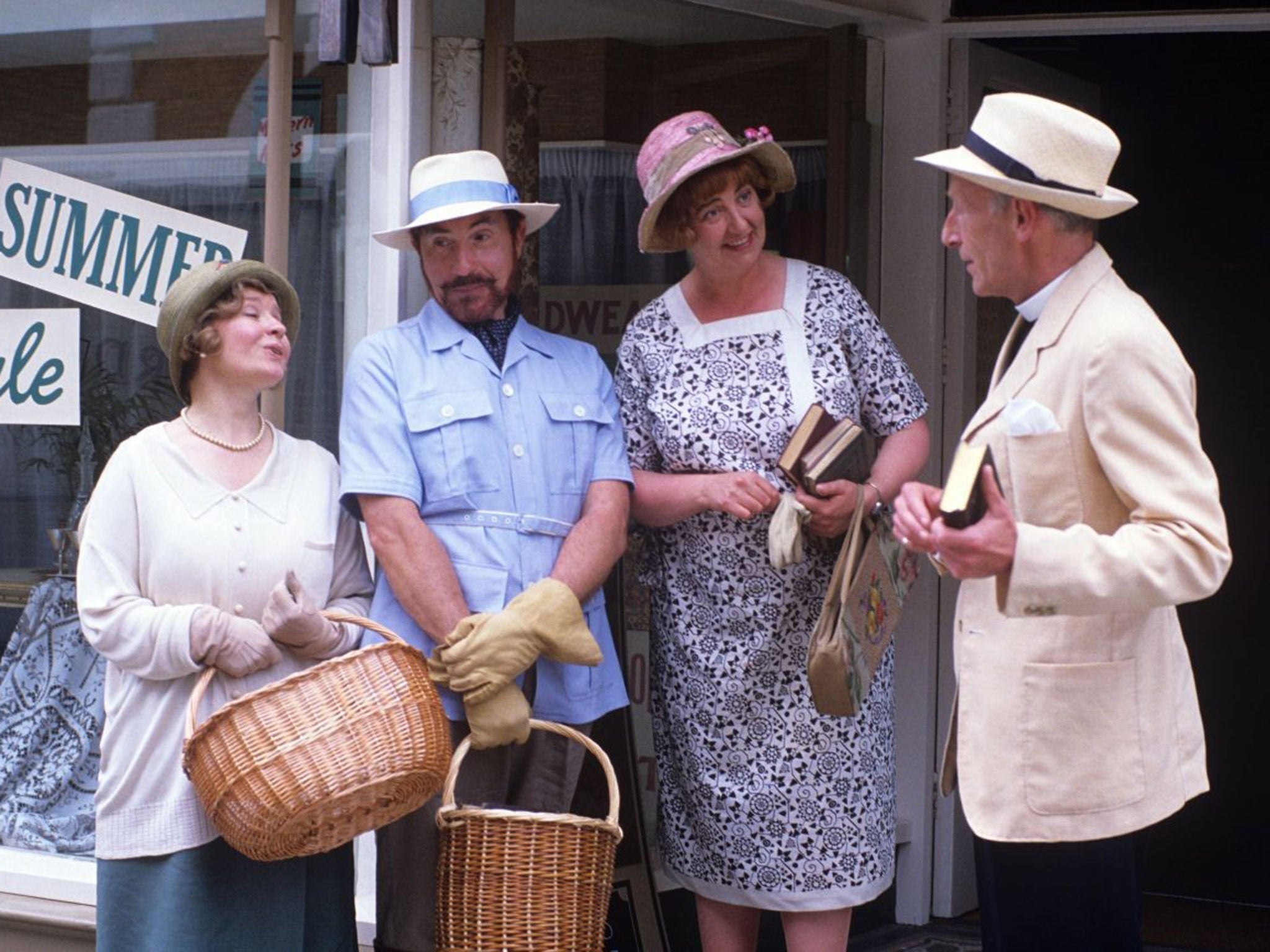 In the basket: Prunella Scales, Nigel Hawthorne, Mary MacLeod and James Greene in the TV classic ‘Mapp and Lucia’