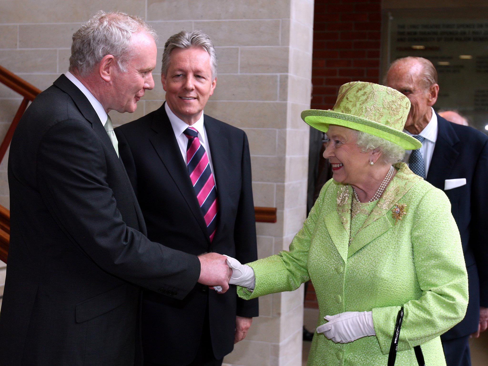 The Queen meeting McGuinness during her visit to Belfast in 2012