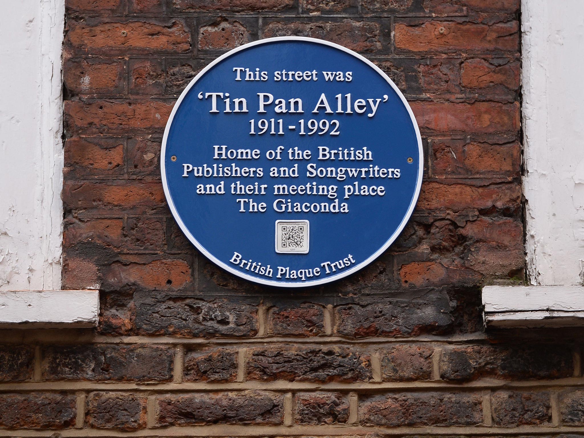 “Tin Pan Alley” in Denmark Street, London, where a blue plaque was unveiled yesterday