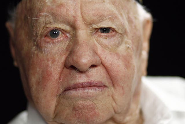 Mickey Rooney poses during a recent portrait session in Los Angeles, 19 May 2011. He died on Sunday aged 93