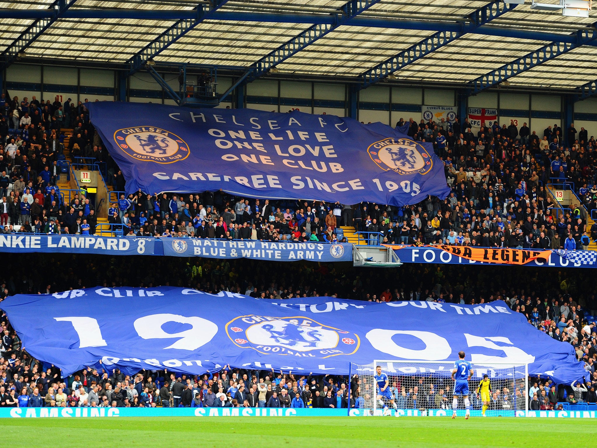 A Chelsea fan display at Stamford Bridge