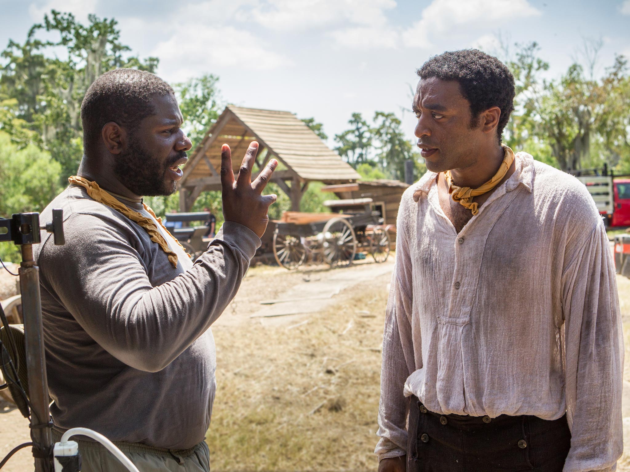 Steve McQueen (left) with Chiwetel Ejiofor on the set of ‘12 Years A Slave’