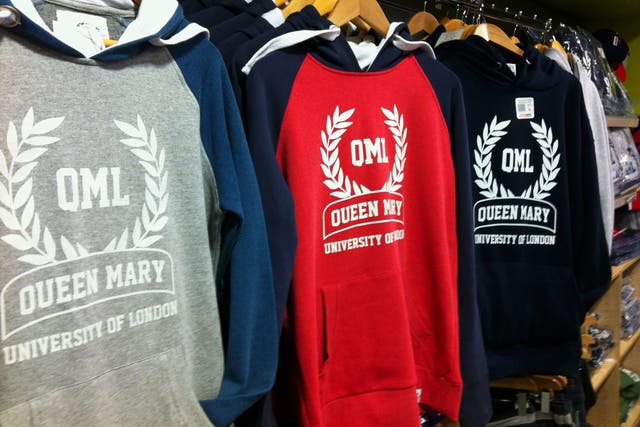 QMUL hoodies on sale on campus 