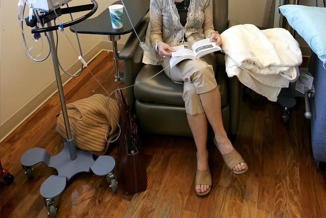 A cancer patient receives chemotherapy treatment 