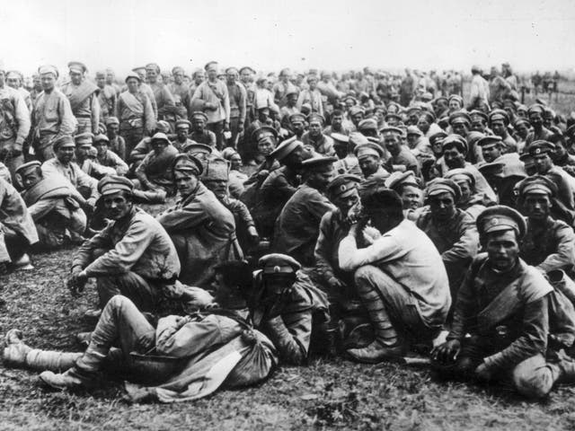 Captured soldiers of the Russian 2nd Army after their defeat at the Battle of Tannenberg