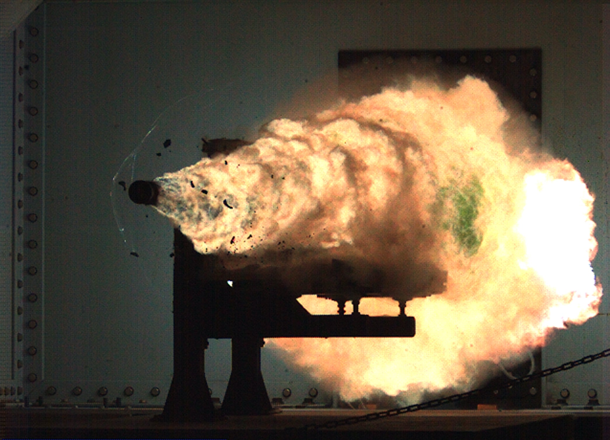 A still of the weapon test firing at the Naval Surface Warfare Center in Jaunary 2008.