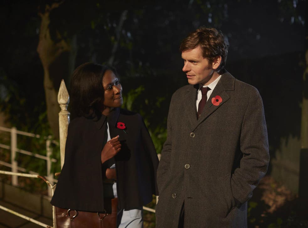 Shaun Evans as Endeavour and Shvorne Marks as Monica in 'Sway'