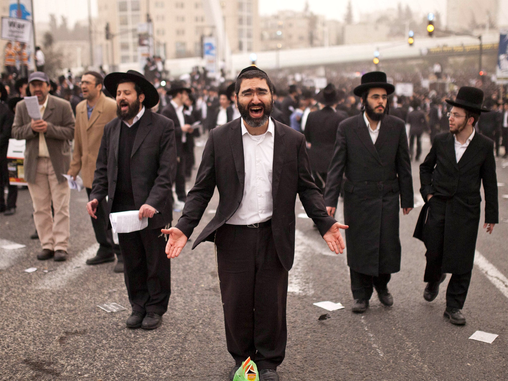 Under pressure: more than 300,000 ultra-Orthodox men turned out for a protest against the draft bill in Jerusalem last month