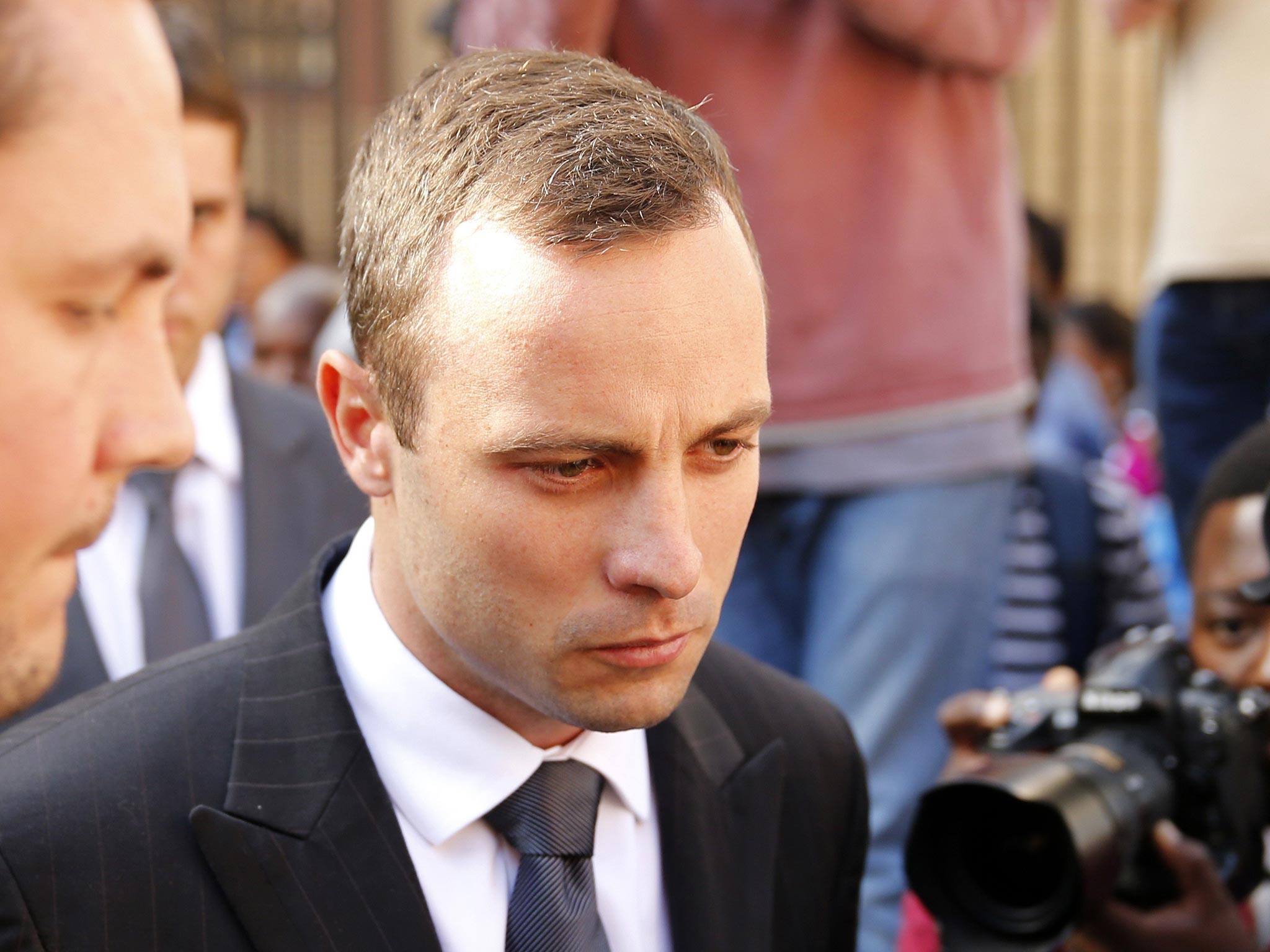 Oscar Pistorius at the end of his trial at the North Gauteng High Court in Pretoria