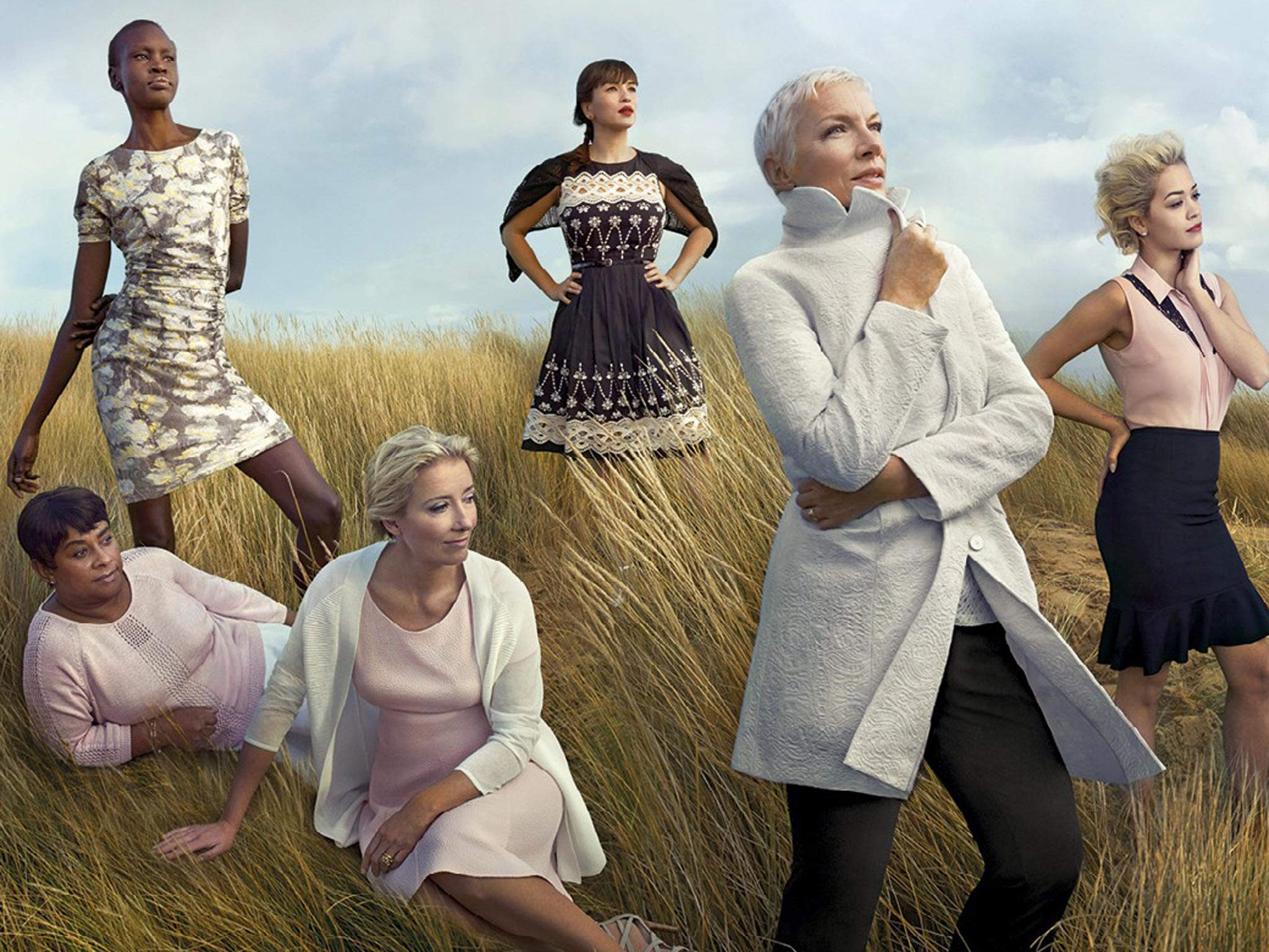 M&S’s Leading Ladies campaign features (left to right) Alek Wek, Baroness Lawrence, Emma Thompson, Rachel Khoo, Annie Lennox and Rita Ora