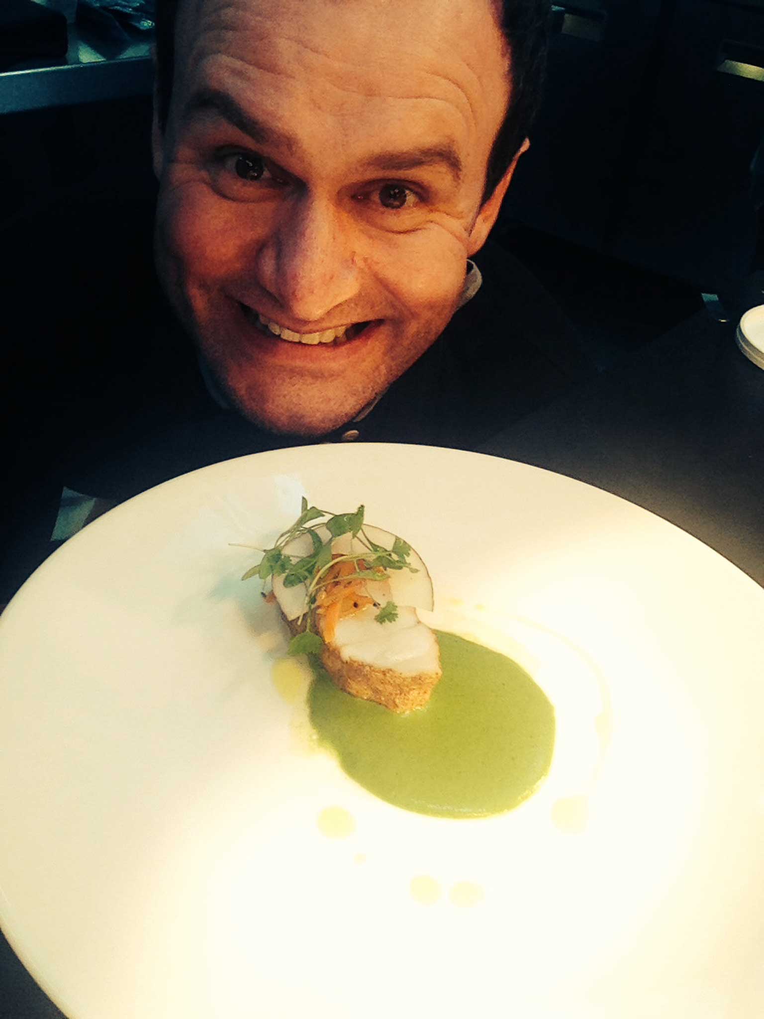 Chef Glynn Purnell with his Masala spiced-monkfish