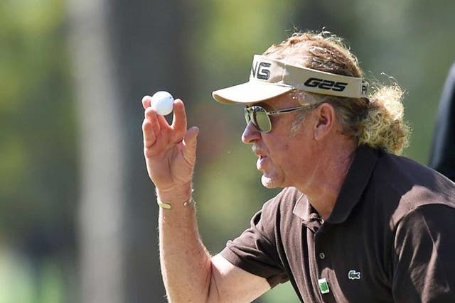 Eye on the ball: Jimenez showed he has lost none of his old cunning 