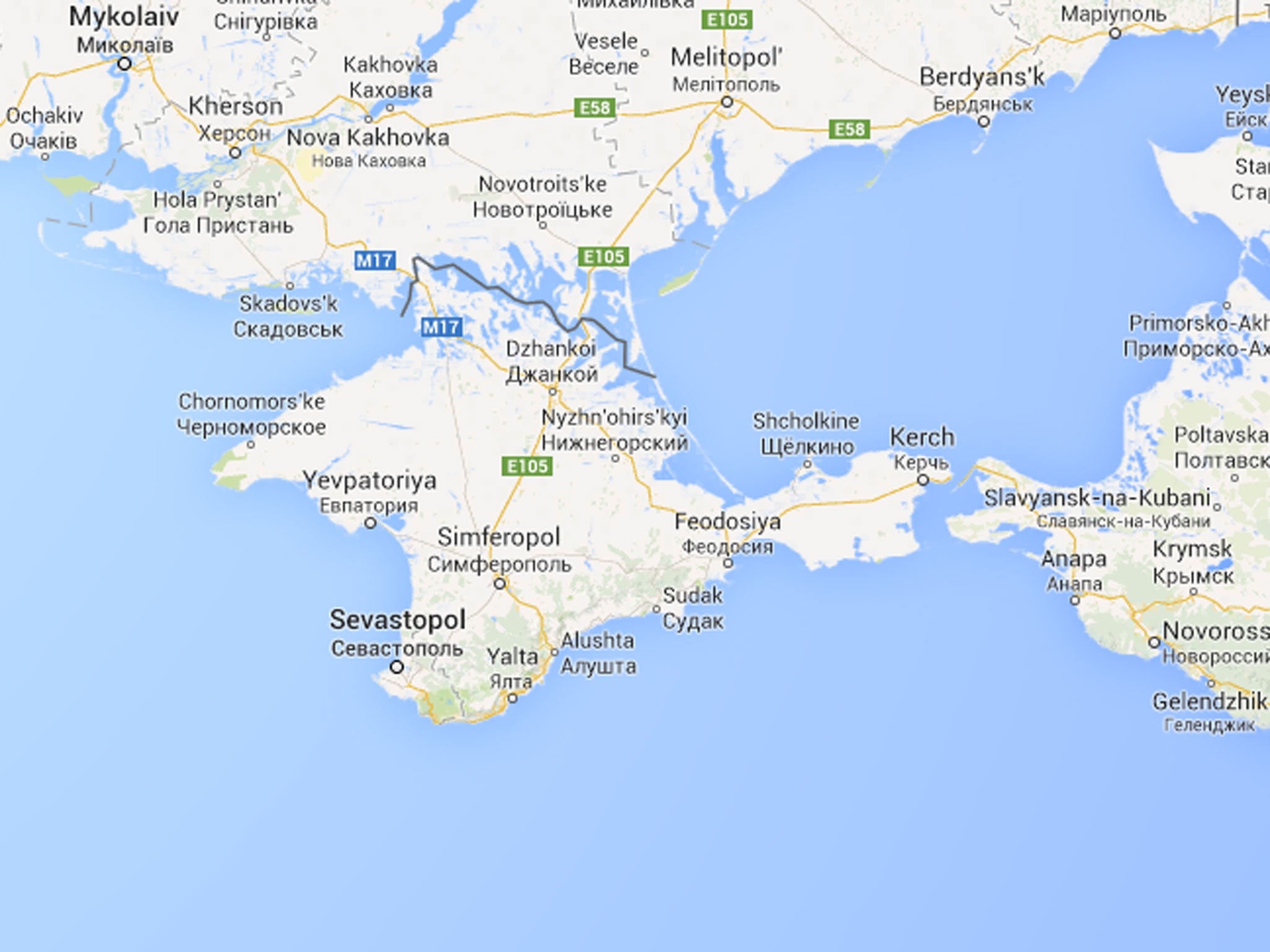 Crimea now appears as part of Russia on Google Maps - for Russian users at least - with a solid border between it and Ukraine