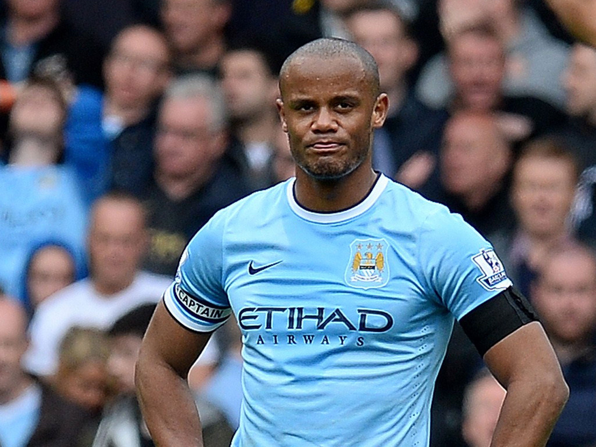 The Manchester City captain, Vincent Kompany, has plenty to ponder as his side fall to defeat at Liverpool