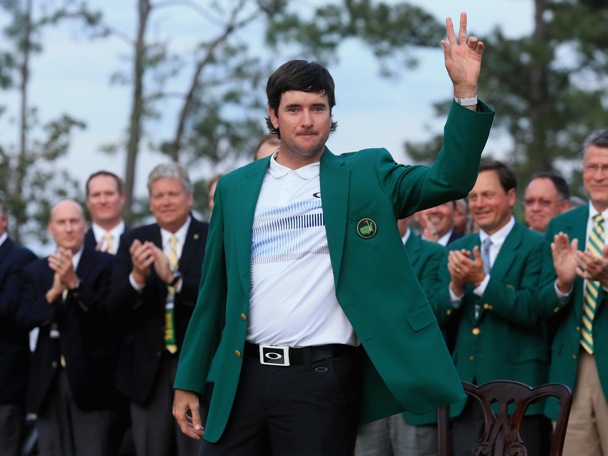 Bubba Watson soaks up the applause at the Augsta National course after his 2014 Masters success
