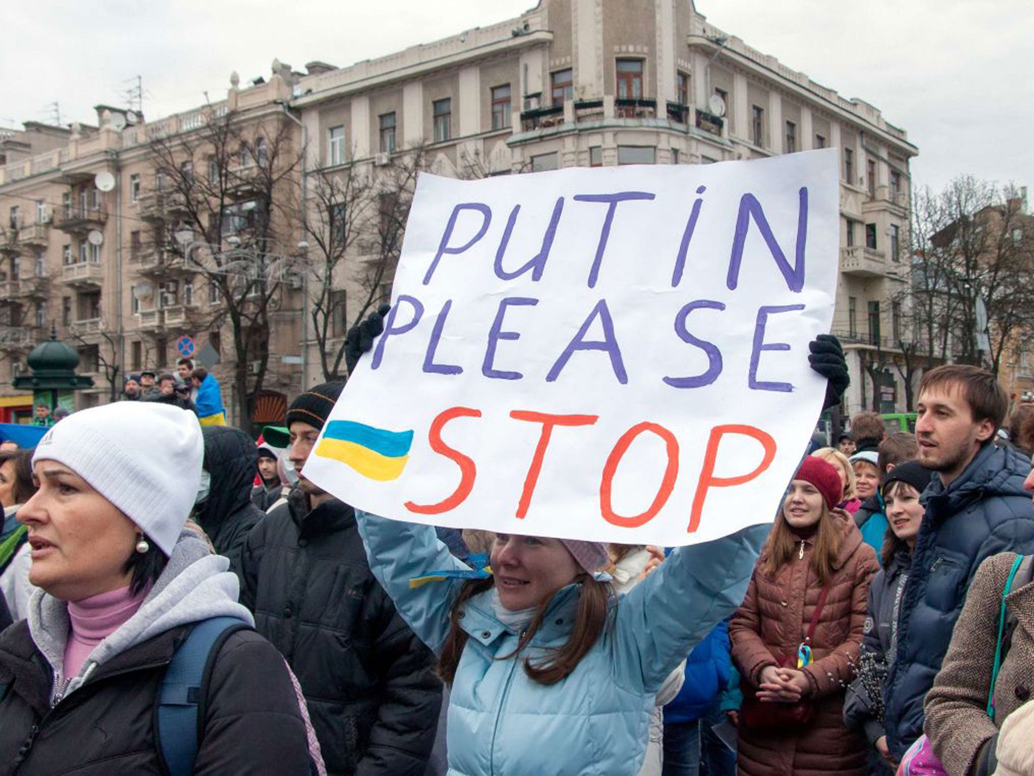 An anti-Russian demonstration held in Kharkiv, Ukraine last week