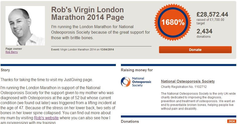 Rob Berry's JustGiving page