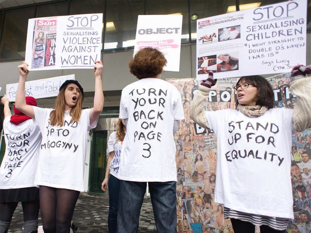 Protest against Page 3 outside The Sun’s offices in east London