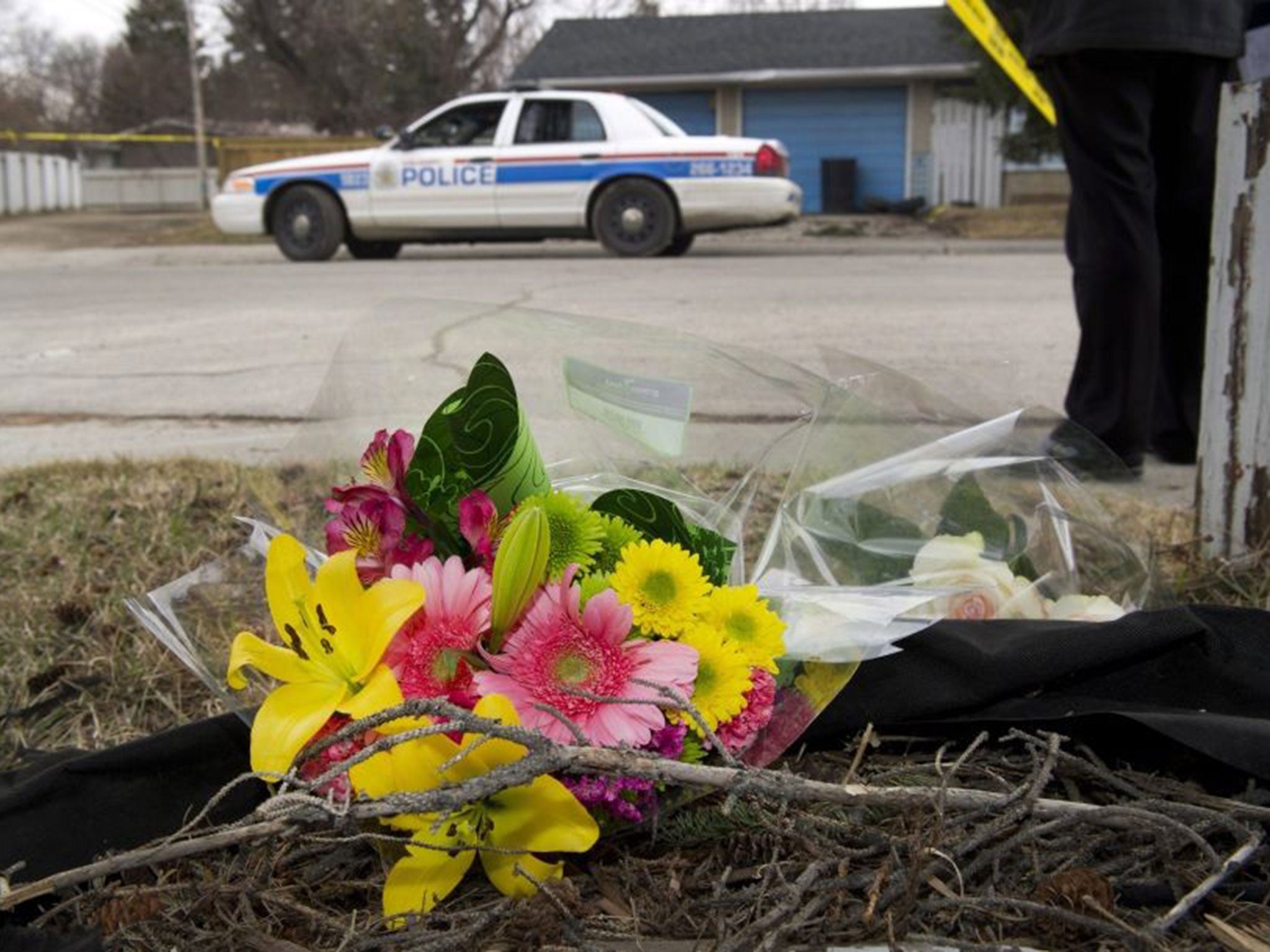 A makeshift memorial is left at the scene