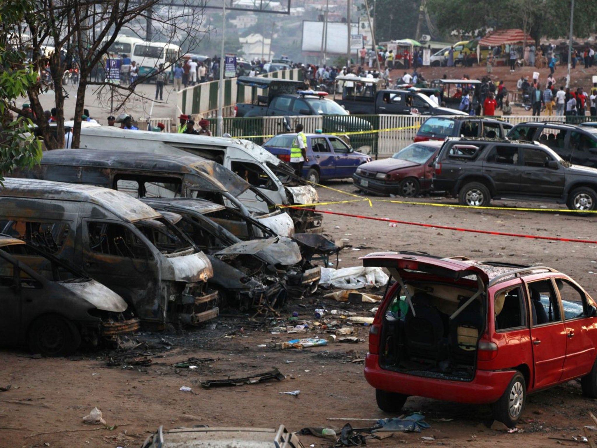 The site of the bus station bomb in Abuja, Nigeria