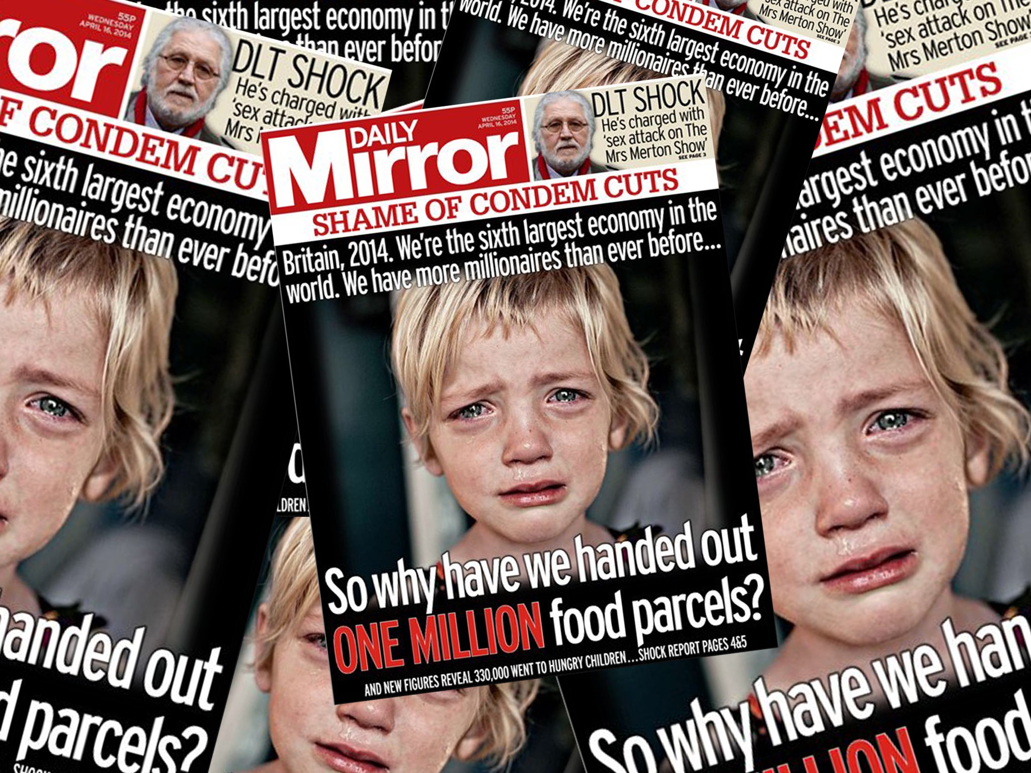 The front page of the Mirror was criticised after it was revealed the photo used was of an American girl called Anne