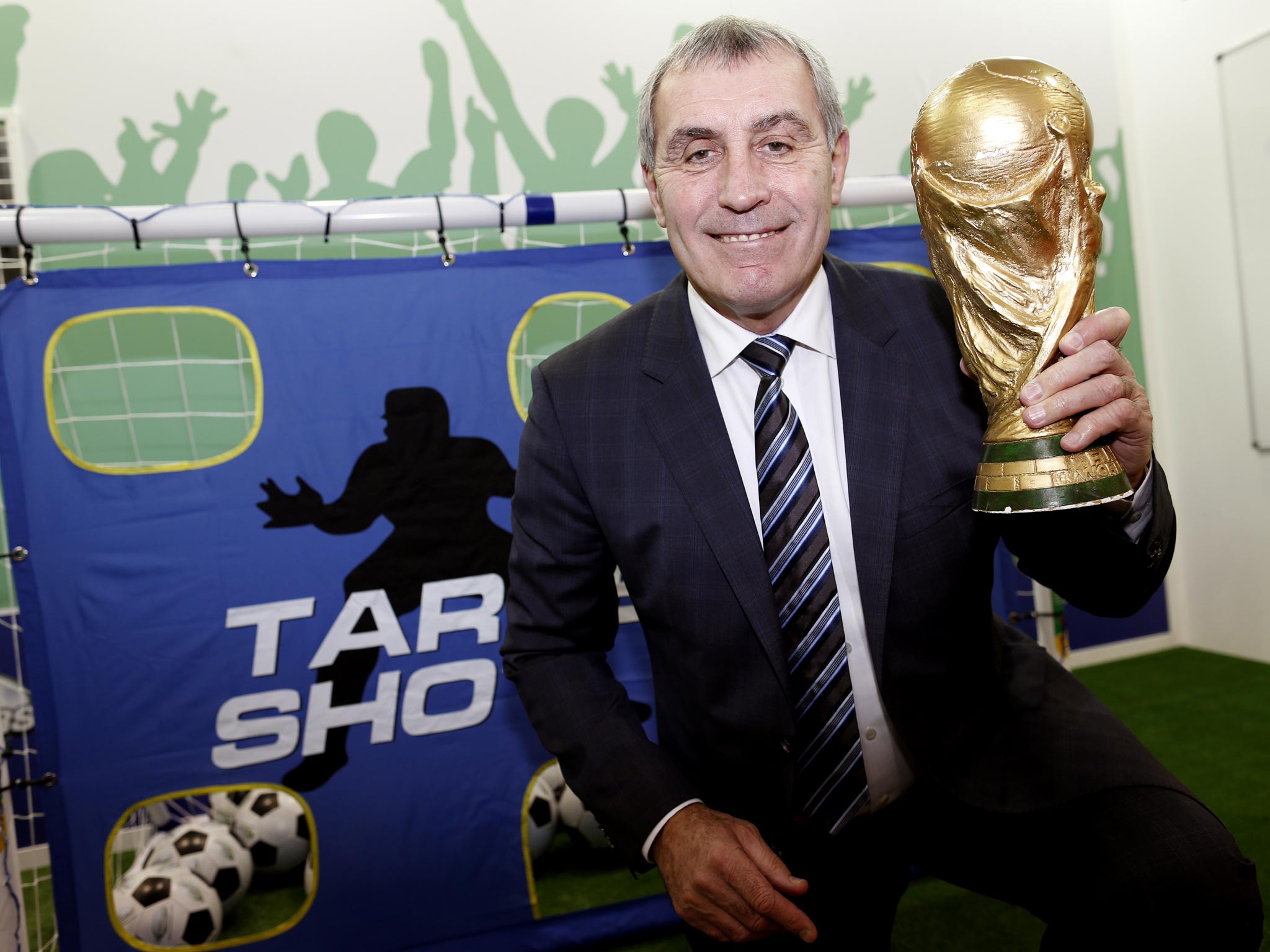 Peter Shilton with the World Cup trophy