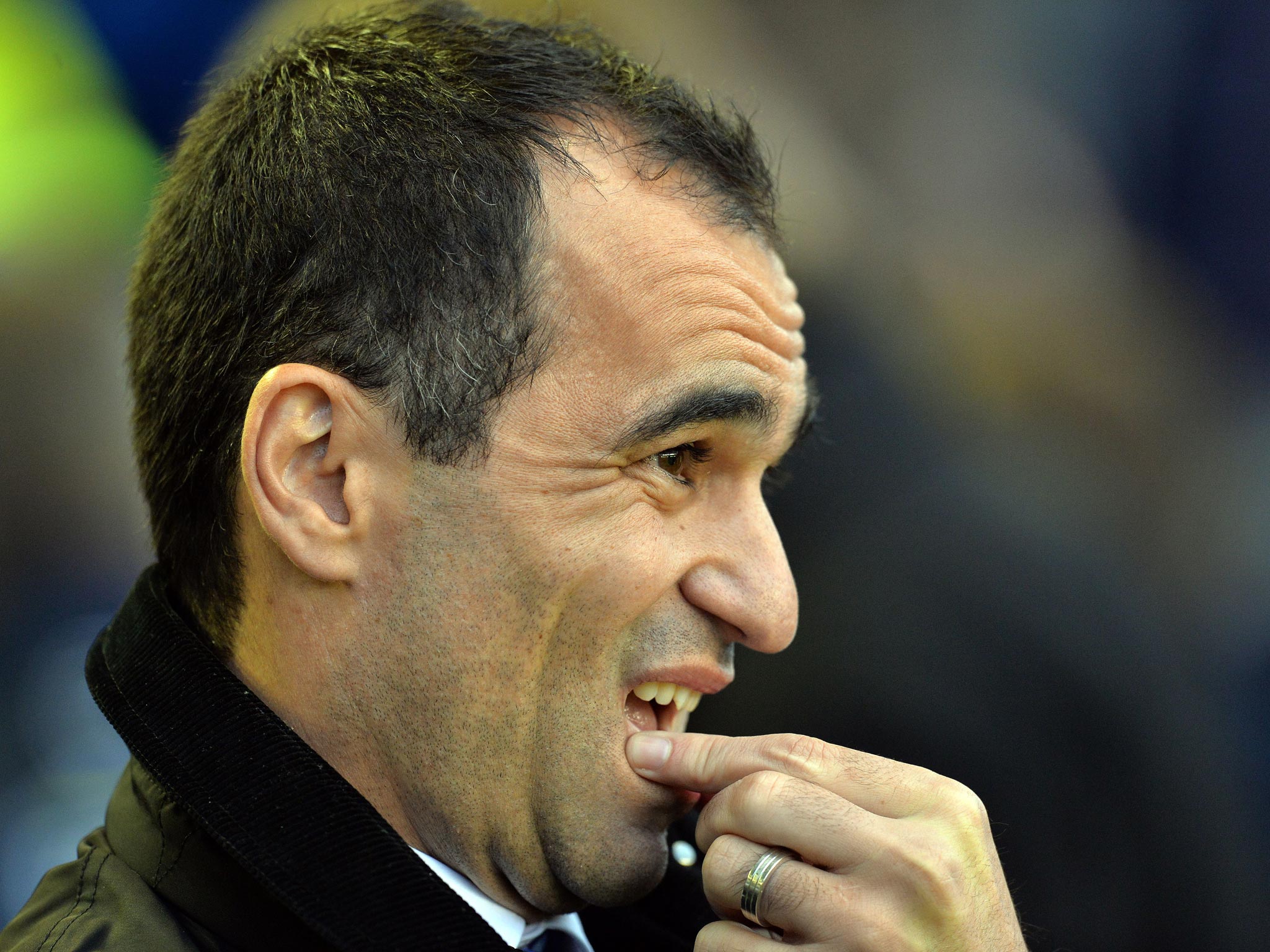 Everton manager Roberto Martinez looks on as his side lose 3-2 to Crystal Palace