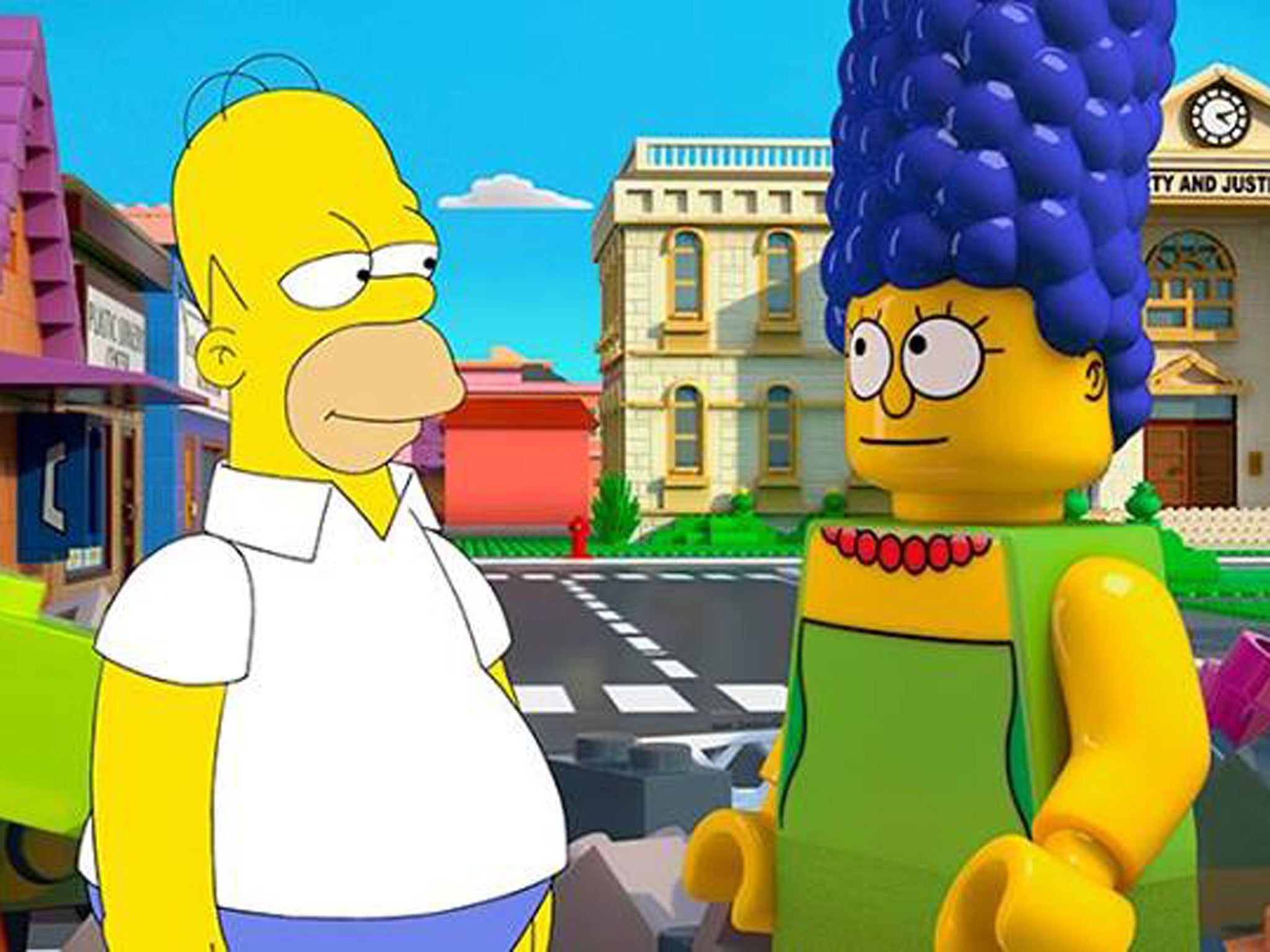 Homer meets Lego Marge in the 25th anniversary episode of The Simpsons, set to air on 4 May