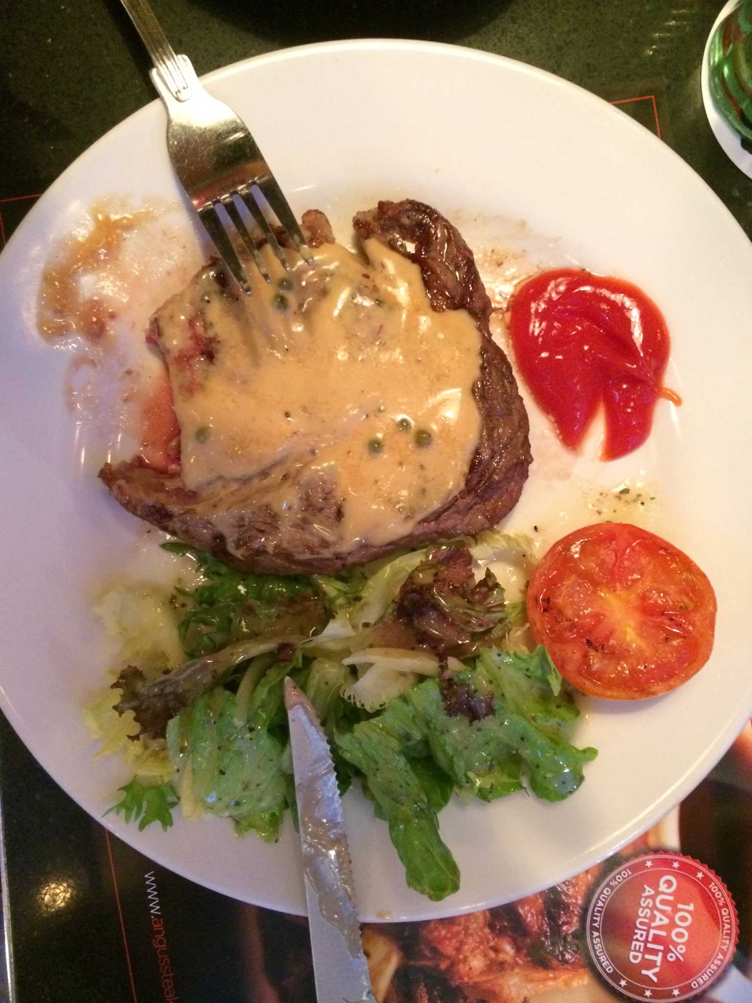 Terrible: Archie Bland's sirloin steak at the Coventry Street branch