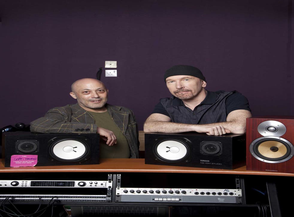 Howie B (left) and The Edge who is currently in the studio recording U2's 13th studio album