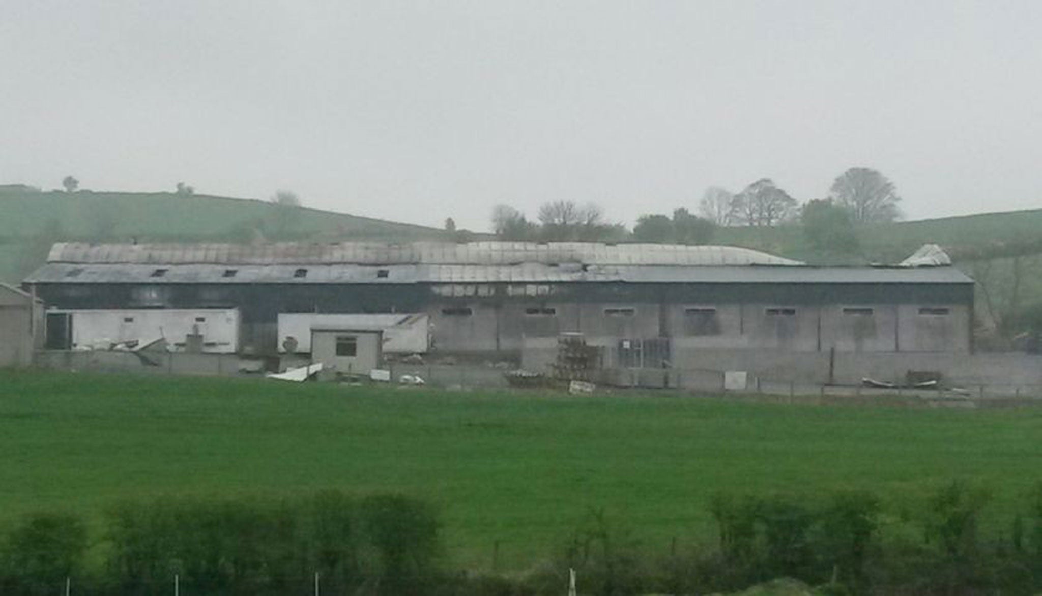 The scene of a fire at a farm in Bessbrook, Co Armagh