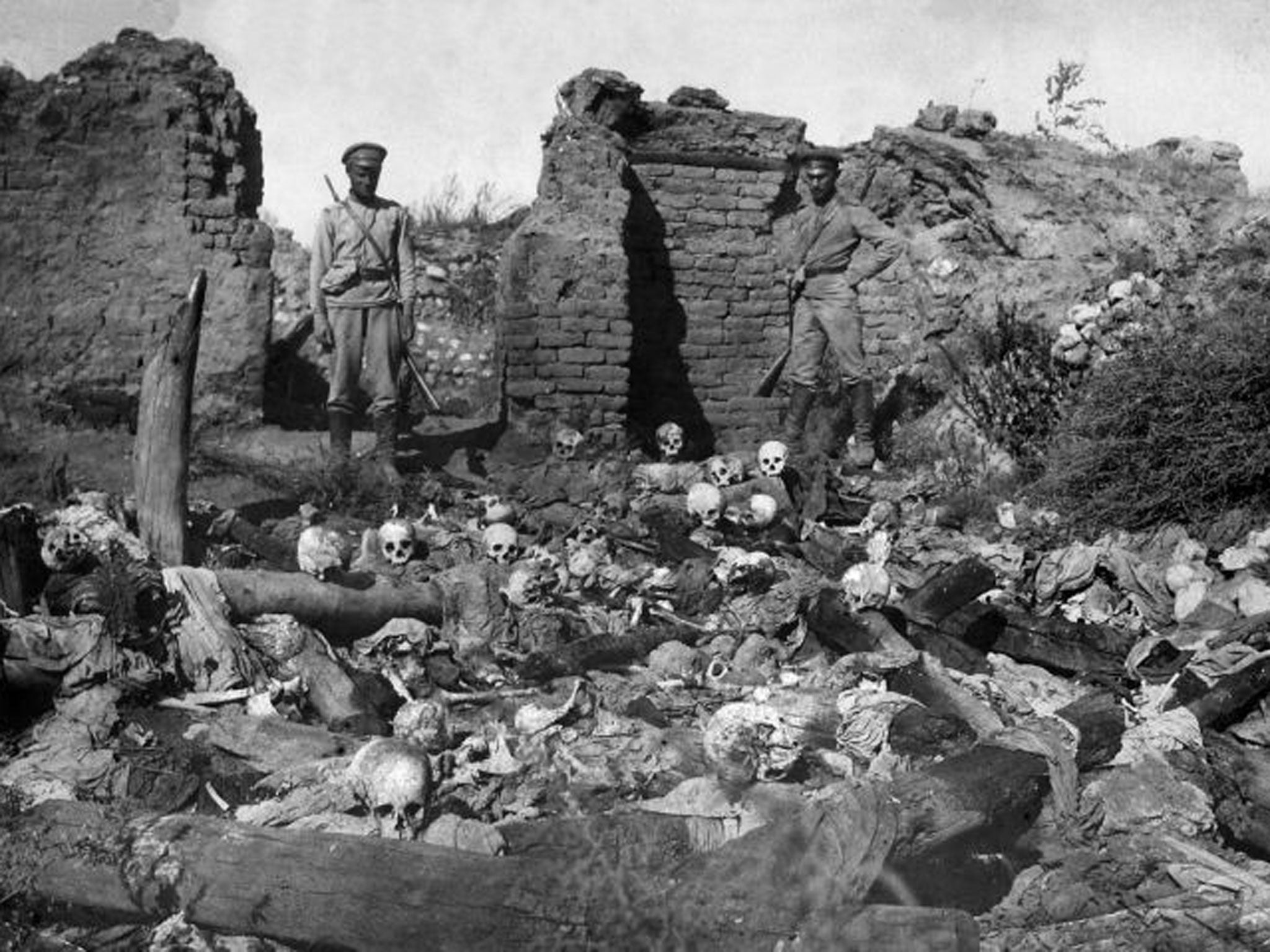 A pile of skulls from the Armenian village of Sheyxalan