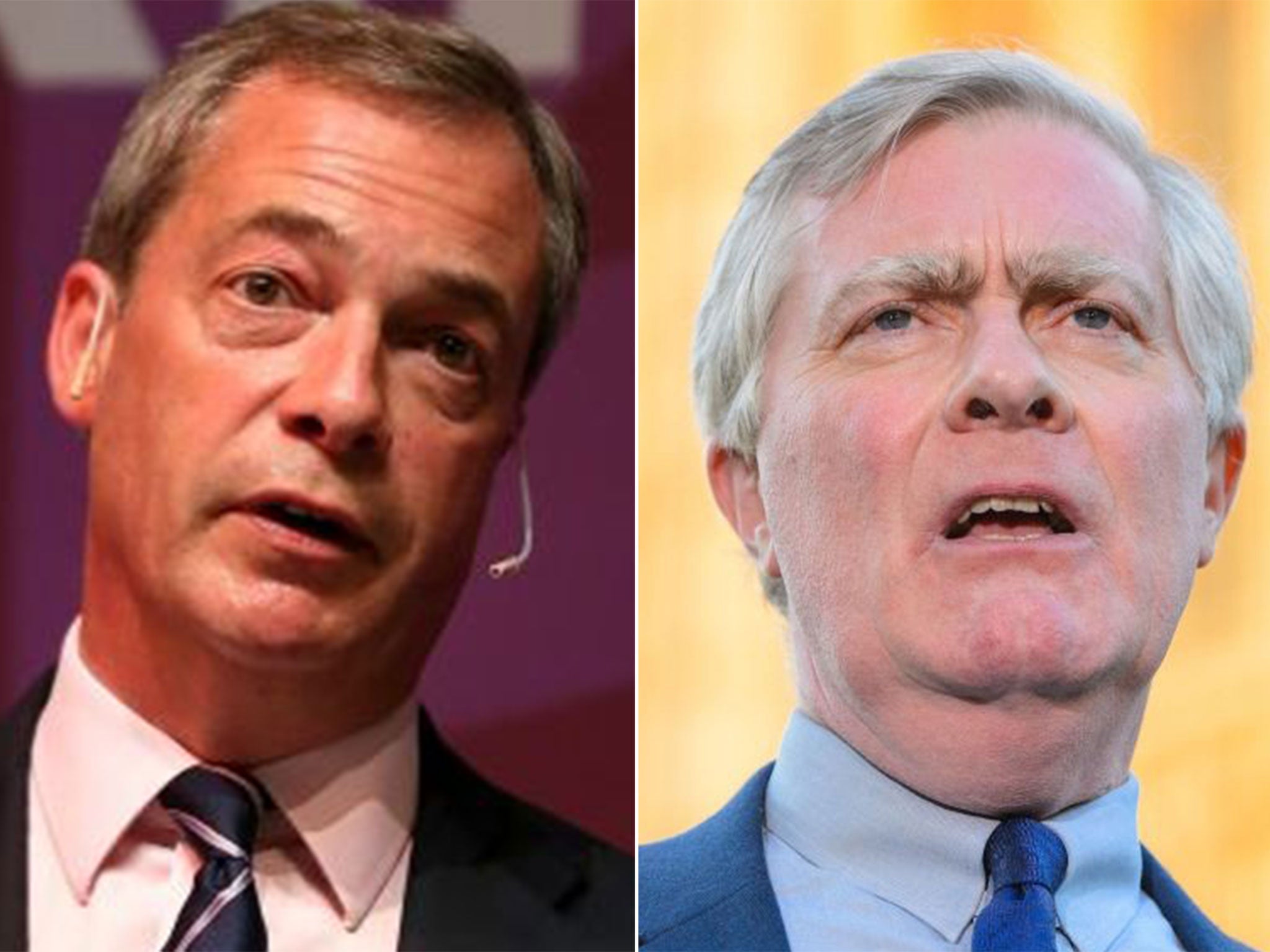 Ukip leader Nigel Farage, left, says he may contest Patrick Mercer's former Newark seat in a by-election