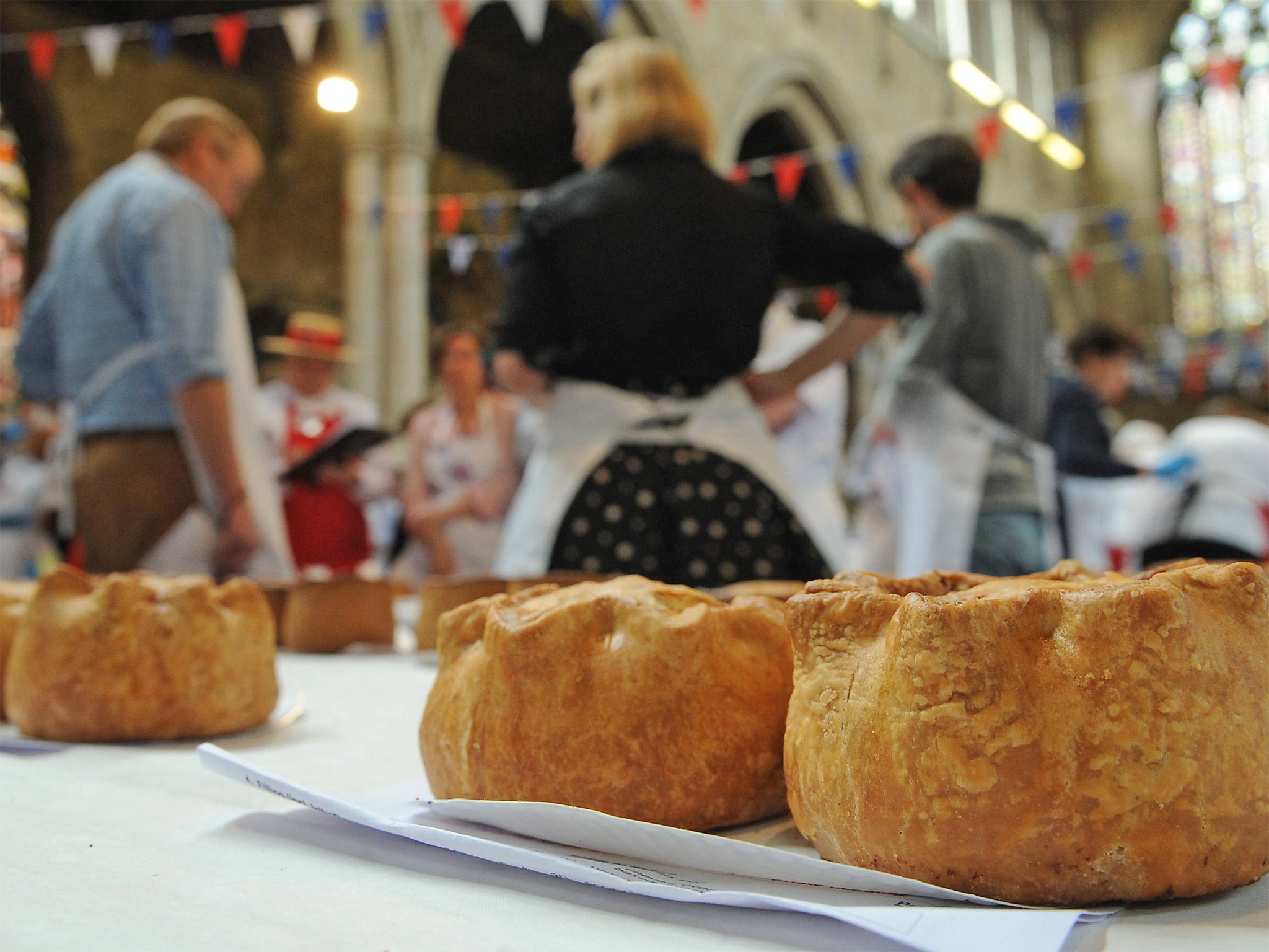 Some 825 pies are being tasted at St Mary’s Church in Melton Mowbray for the annual contest