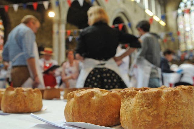 Some 825 pies are being tasted at St Mary’s Church in Melton Mowbray for the annual contest