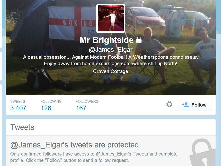 James Elgar's Twitter profile has been made private.