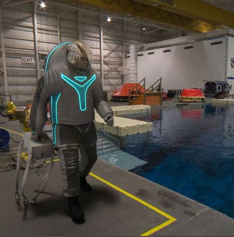 Astronauts wearing the suit will be put into a Neutral Buoyancy Lab, a large pool used to simulate space