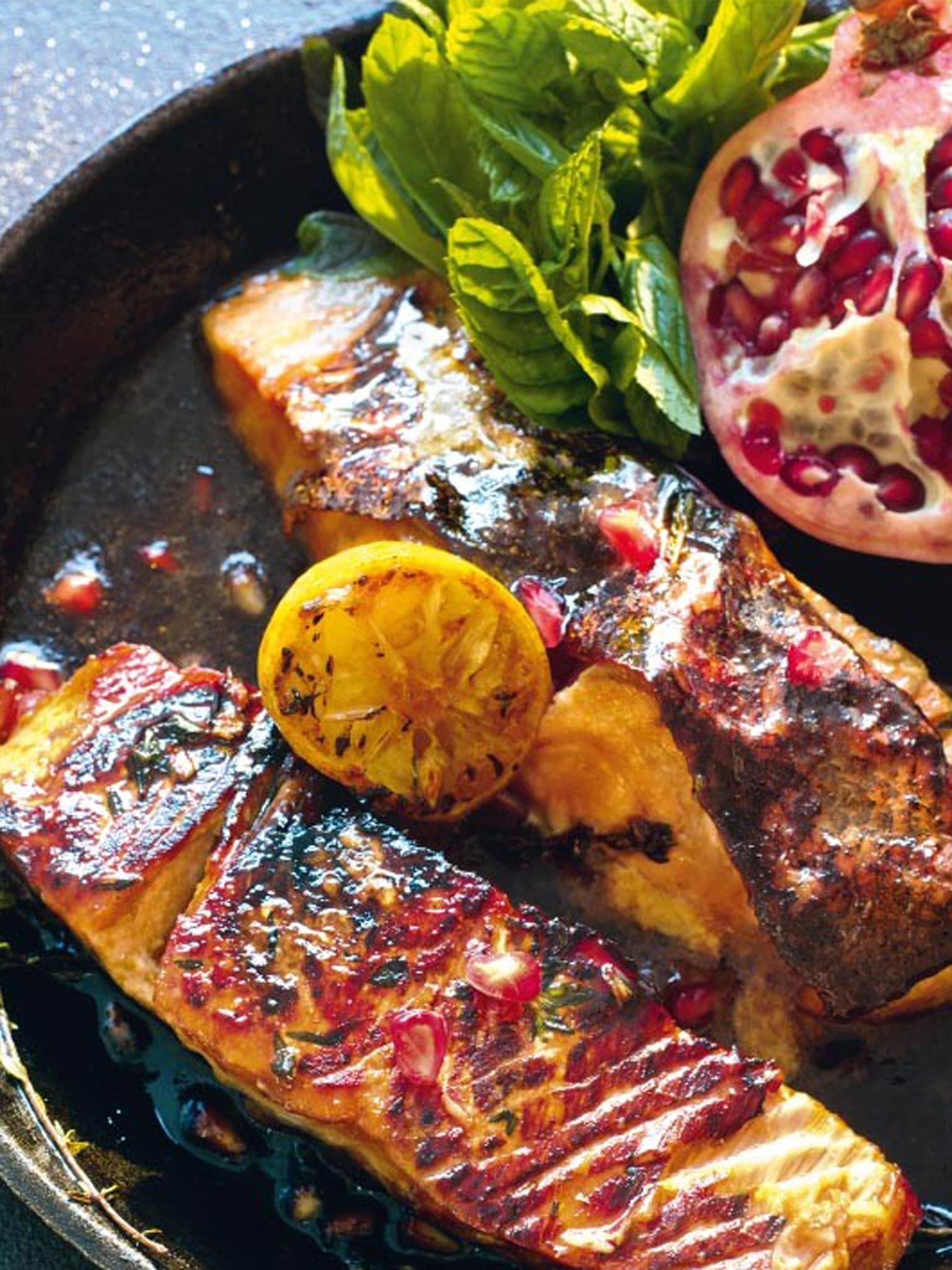 Pomegranate molasses-marinated salmon