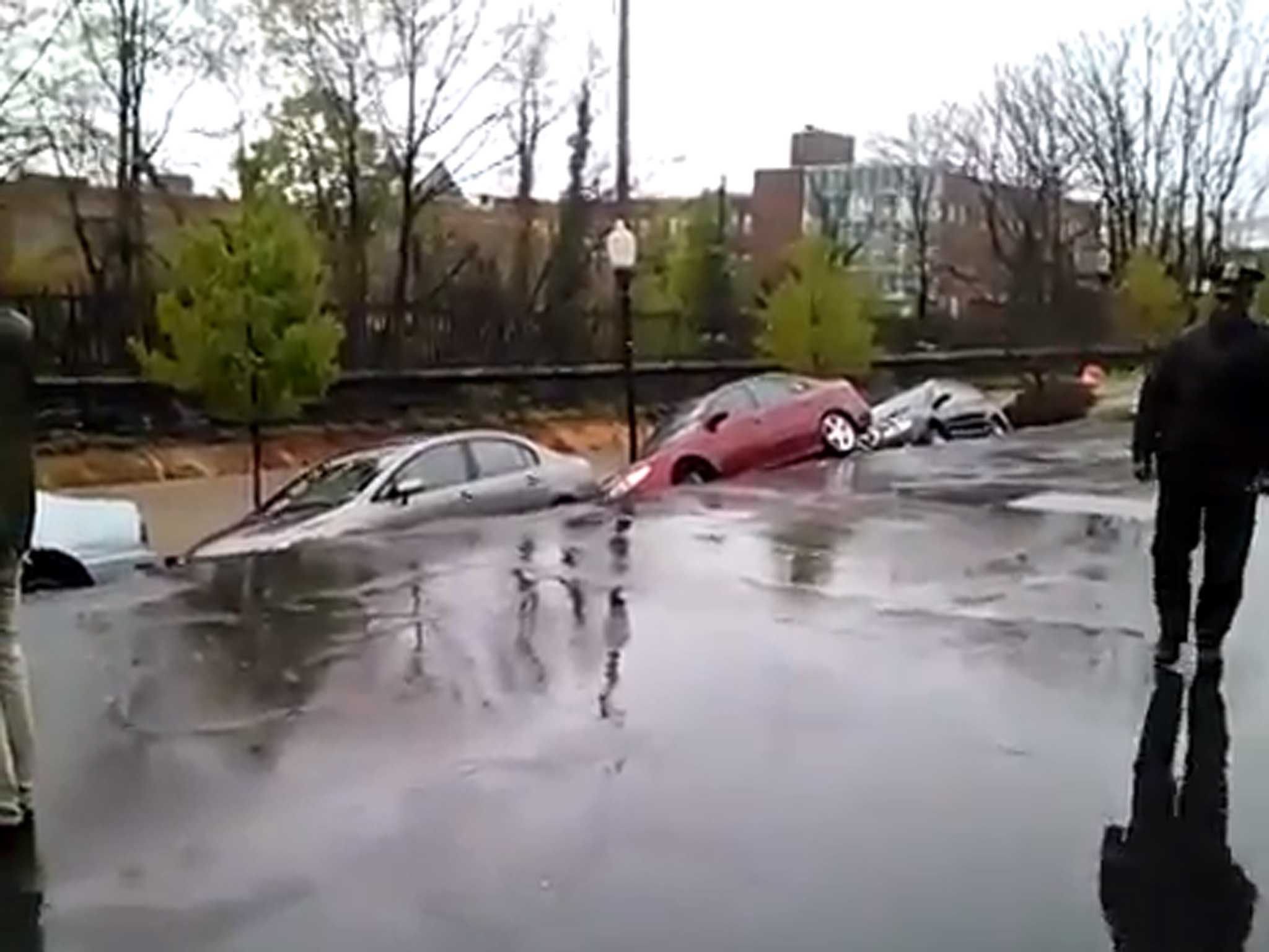 The cars had already started disappearing prior to the next land shift