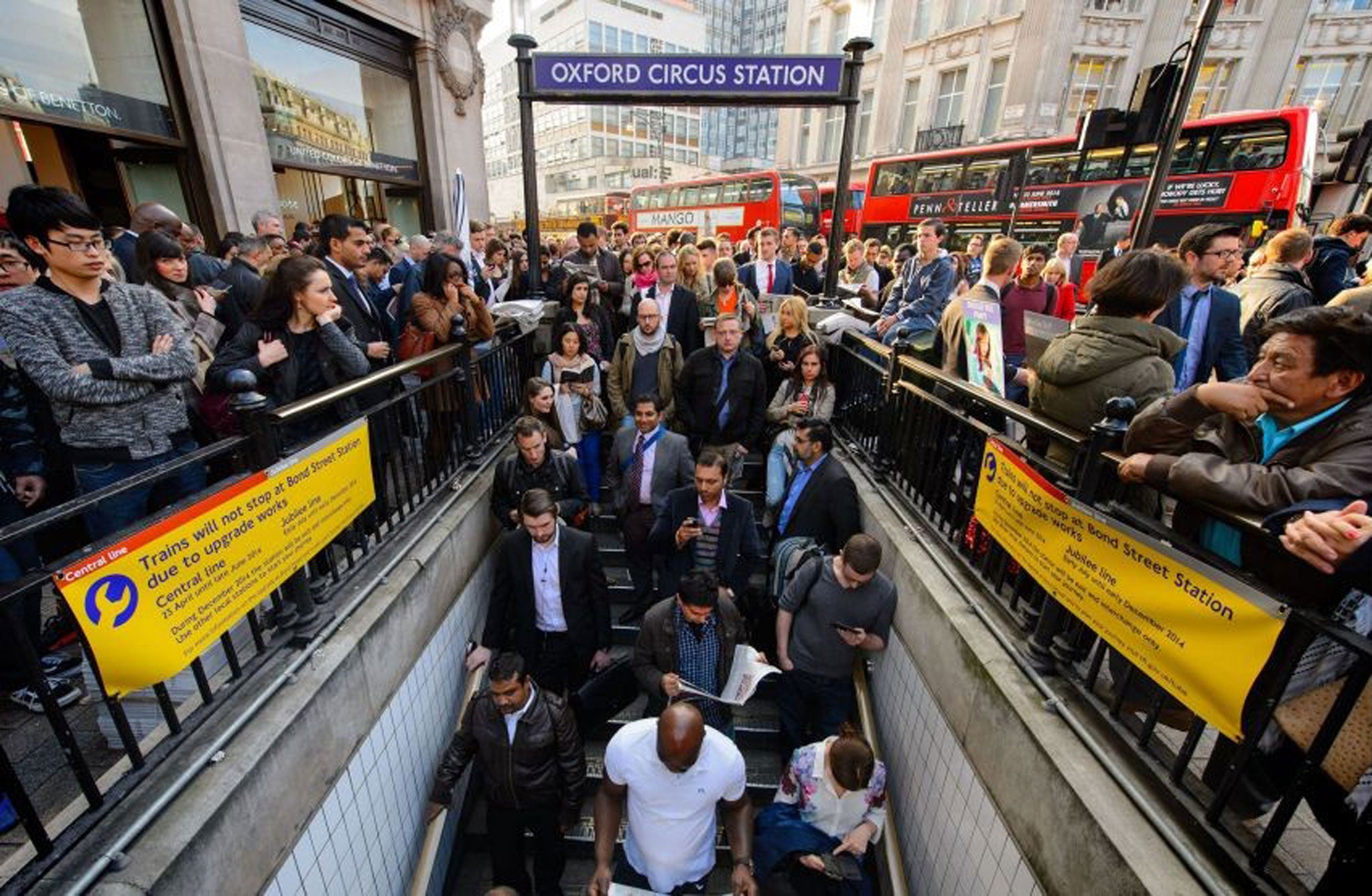 People queueing outside Oxford Circus station during this week's 48-hour walkout 