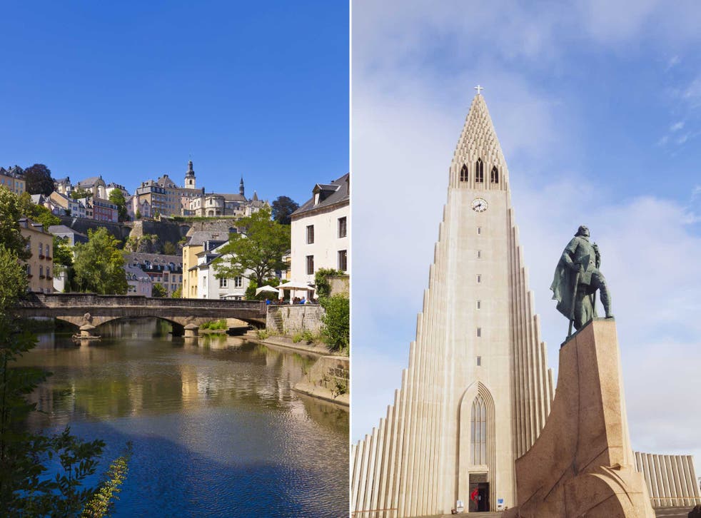 Which has a bigger population, Luxembourg or Iceland?