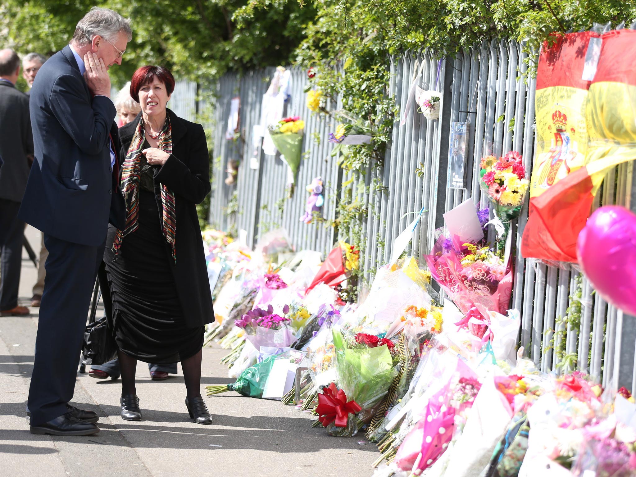 The Leeds MP Hilary Benn visiting the site of Ann Maguire’s stabbing