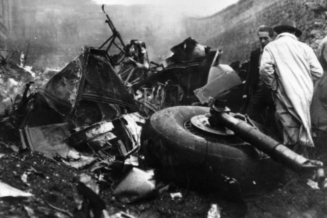 5th May 1949: The scene after the aircrash on the mountain of Superga, near the outskirts of Turin, which killed several members of Torino football club