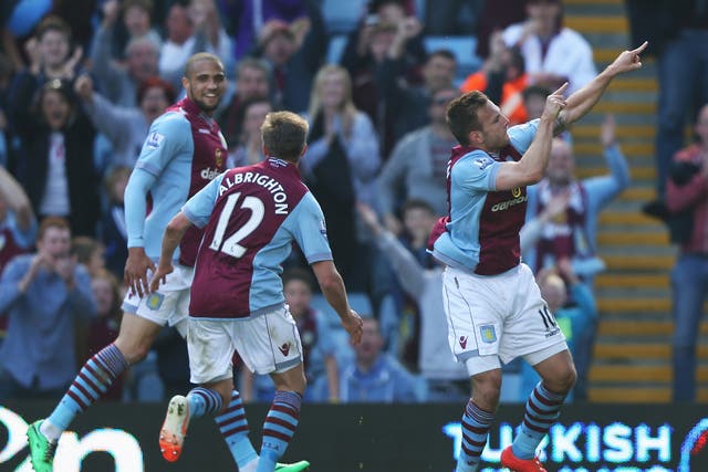 Andreas Weimann celebrates putting Villa in front